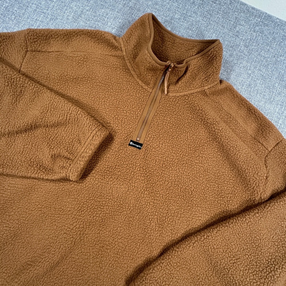 Champion Micro Fleece 1/4 Zip Pullover Men 3XL Western Brown Outdoor Sweater NEW